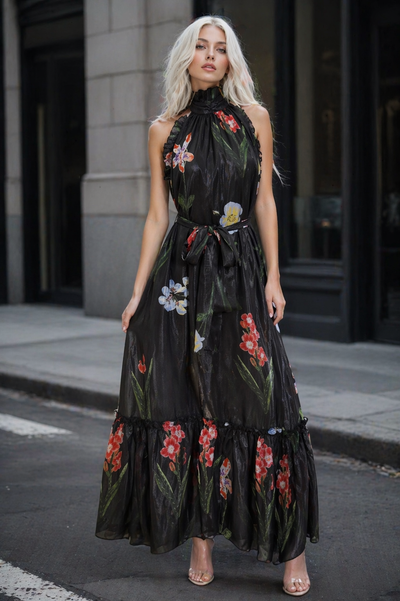 C3565 RUFFLE DETAILED ORGANZA DRESS