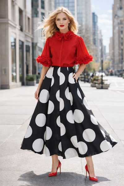 CH0015B POLKA DOT A LINE SKIRT
