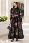 GF17923 DARK FLORAL TIE-WAIST MAXI DRESS