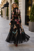 GF1466 MIDNIGHT HABISCUS ORGANZA MAXI DRESS- for mel