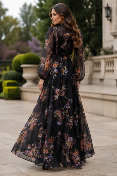 A95203 VINTAGE GARDEN ORGANZA MAXI DRESS