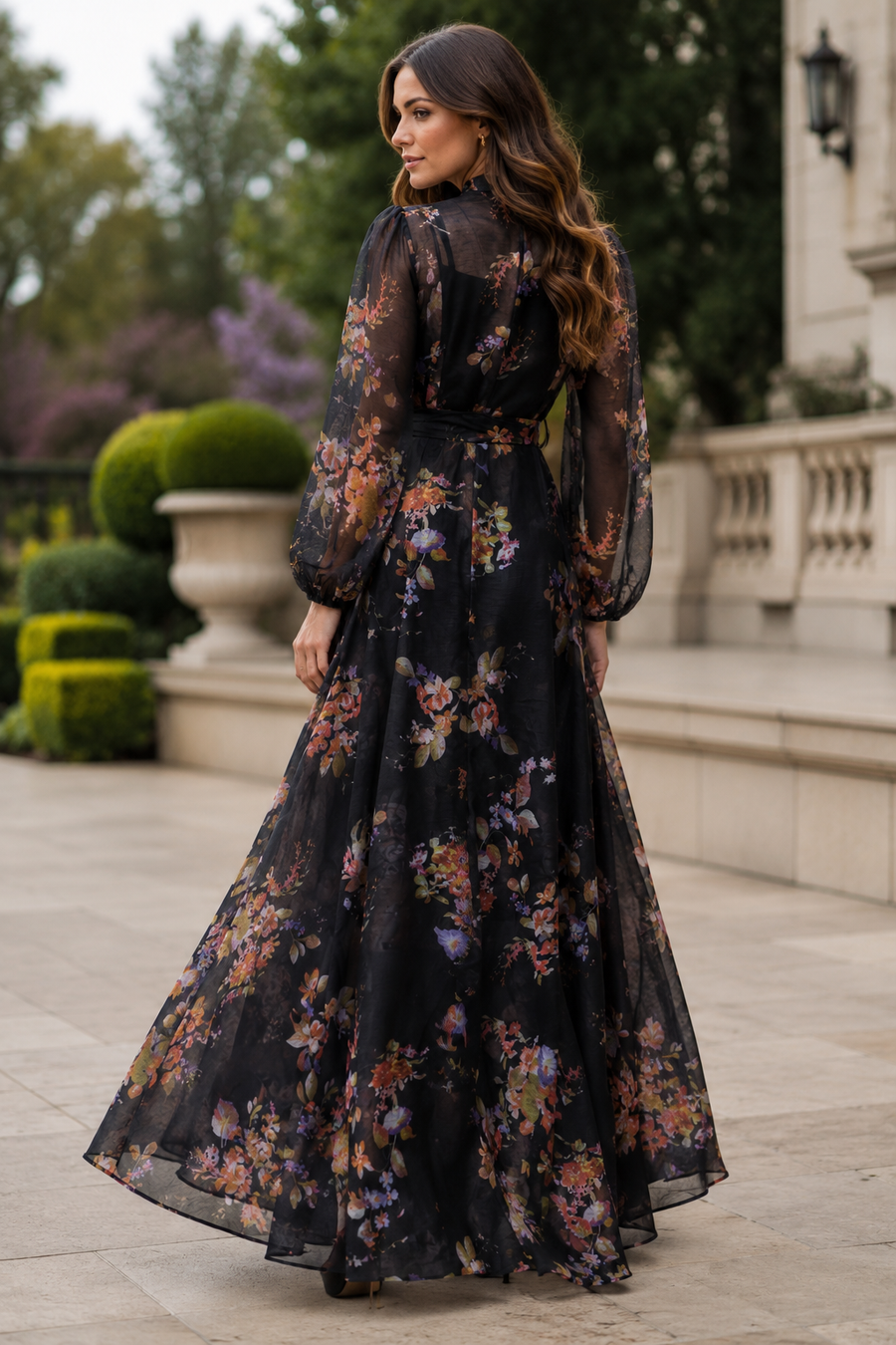 A95203 VINTAGE GARDEN ORGANZA MAXI DRESS