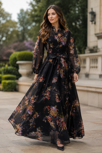 A95203 VINTAGE GARDEN ORGANZA MAXI DRESS