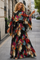 H6819 ABSTRACT FLORAL KIMONO-SLEEVE TOP & SKIRT SET