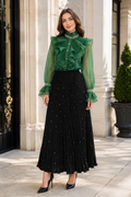 T260016 JEWELED RUFFLE ORGANZA TOP