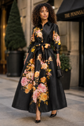 A96232 MIDNIGHT ROSES MIKADO MAXI DRESS