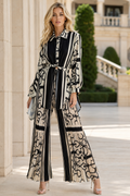 C3178 ABSTRACT PRINT PLEATED WIDE-LEG PANT SET
