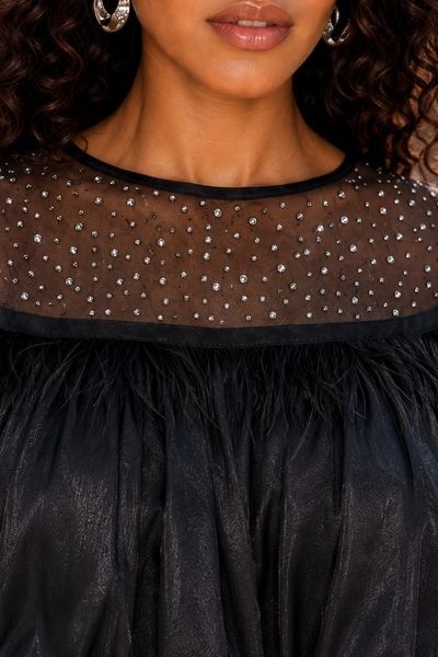 GF17828 JEWELED FEATHER TOP