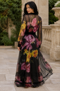 P0258 FLORAL PRINT ORGANZA MAXI DRESS