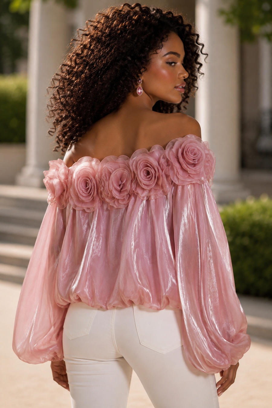 C3188 ROSETTE OFF THE SHOULDER TOP