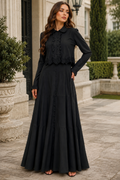 NY0081 SWEEPING SILHOUETTE TIERED MAXI SKIRT (GRN, BLK)