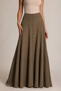 NY0081 SWEEPING SILHOUETTE TIERED MAXI SKIRT (GRN, BLK)