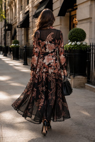 GF17886 TWILIGHT GARDEN ORGANZA MAXI DRESS