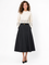 T260019 TAILORED PLEATED BELTED MIDI SKIRT (BLK, GRN)