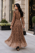 GF17830 LEOPARD PRINT ORGANZA MAXI DRESS