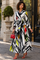 TL9091 ABSTRACT DOUBLE BREASTED MAXI DRESS