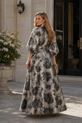 A96222 LUXE BLOOM BROCADE MAXI DRESS