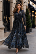 GF17882 PAISLEY GARNEN ORGANZA MAXI DRESS