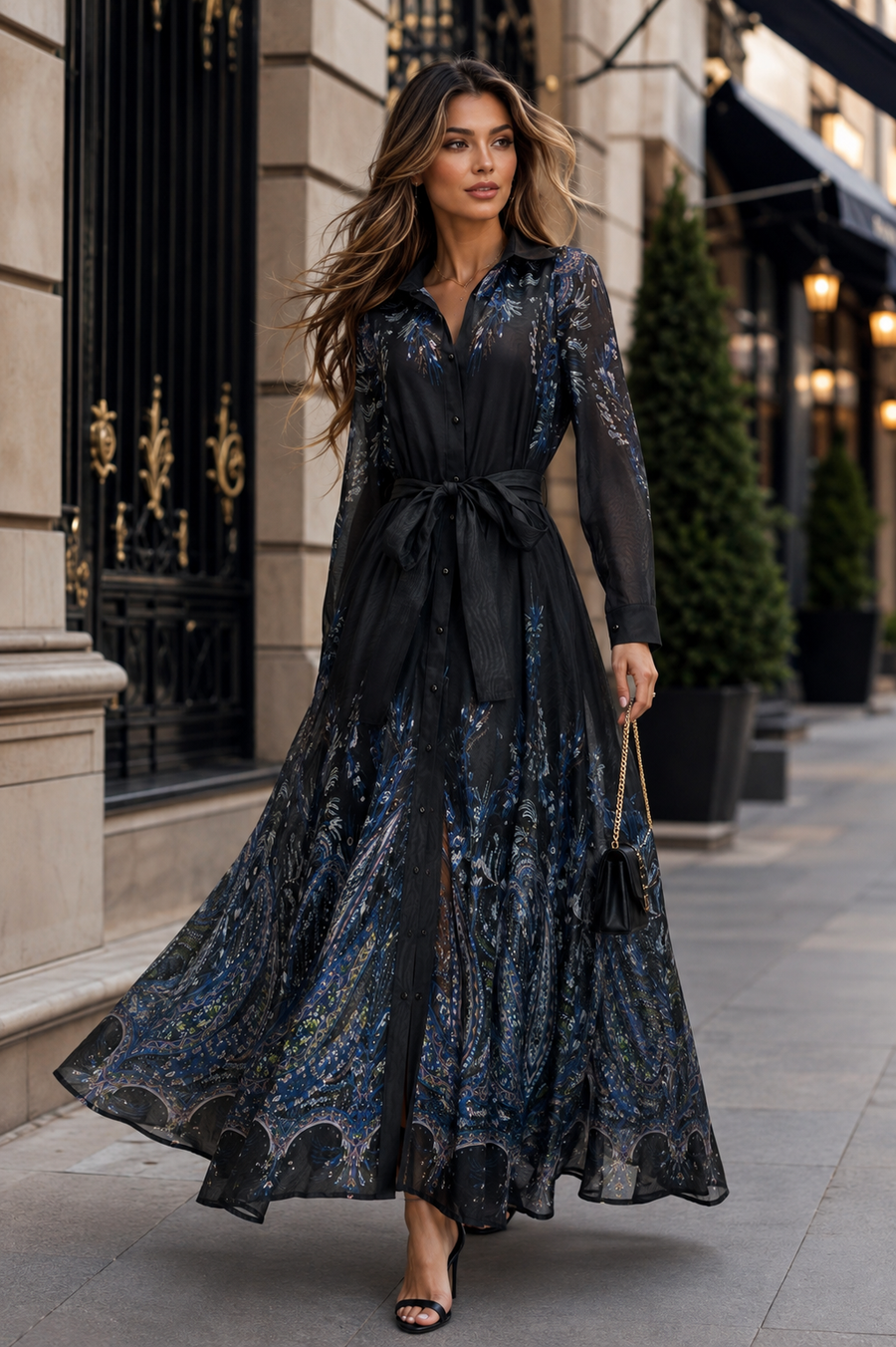 GF17882 PAISLEY GARNEN ORGANZA MAXI DRESS – N by Nancy