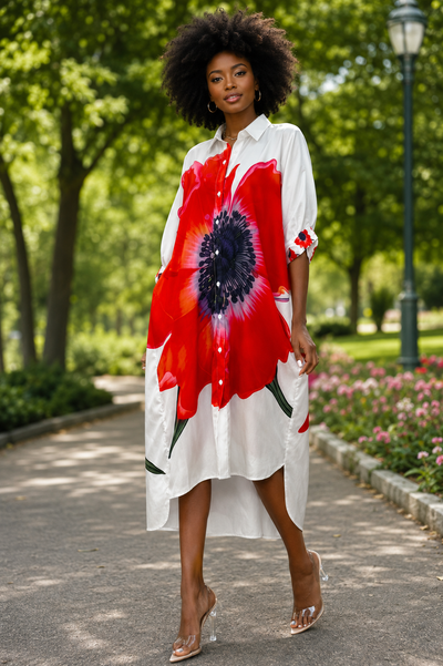 S3186 GARDEN HI-LOW MIDI DRESS