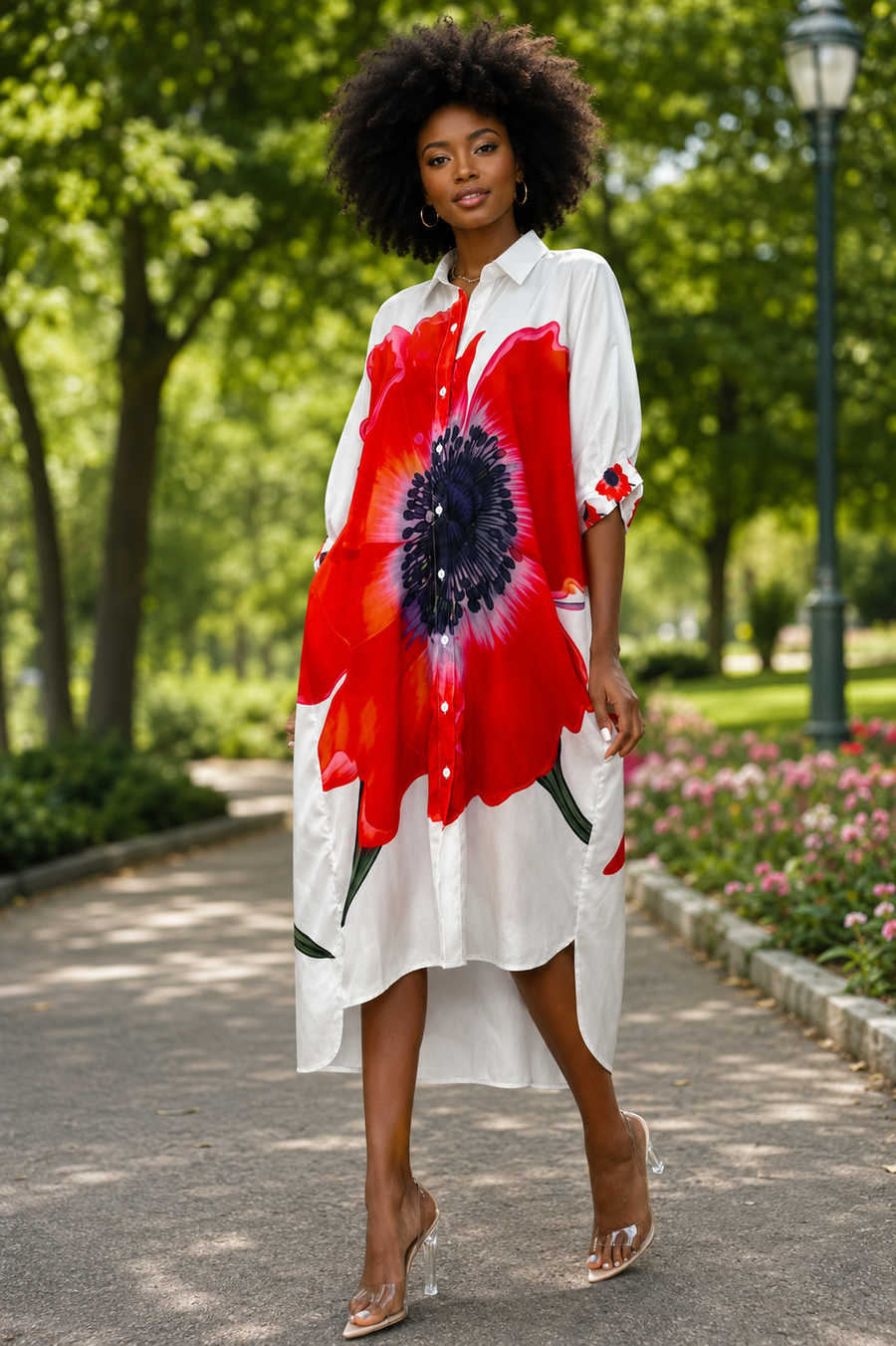 S3186 GARDEN HI-LOW MIDI DRESS
