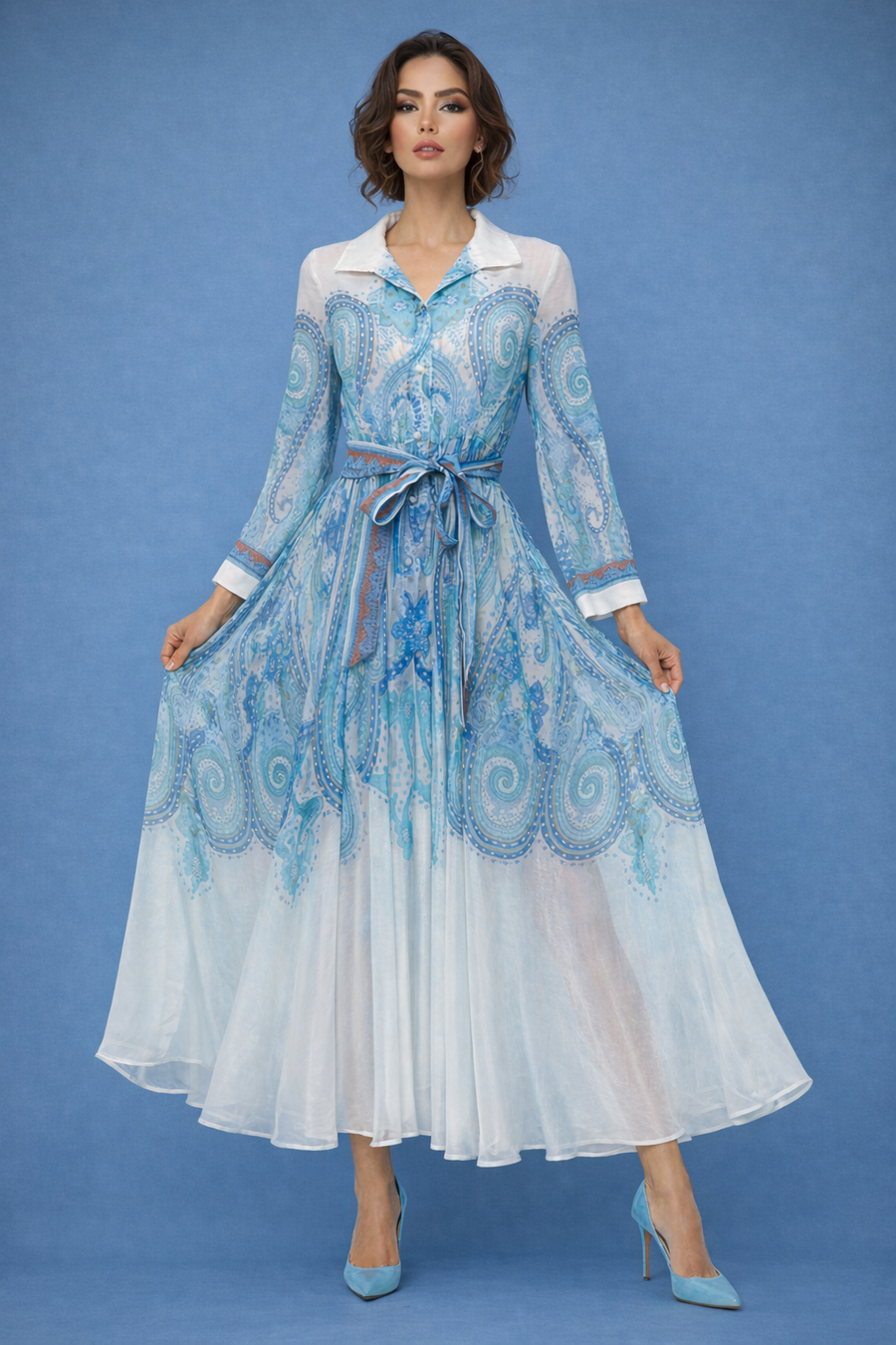 GF1573 PAISLEY PRINT MAXI DRESS