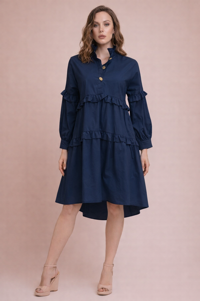 S3119 RUFFLE TIERED MIDI DRESS