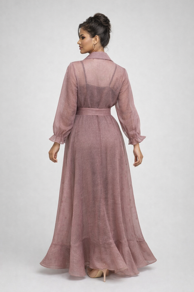 W5980 RHINESTONE FLARE ORGANZA DRESS