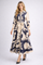 S3130 VINTAGE SCROLL PRINT MAXI SHIRT DRESS