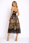 GF1594 BAROQUE FLORAL LACE-TRIM MIDI DRESS