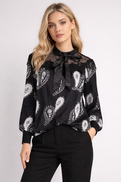 T81125 PAISLEY PRINT BOW TOP