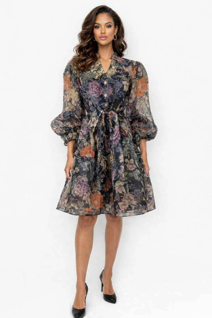 CH022A FLORAL TIERED MIDI DRESS