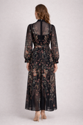 GF1609 MIDNIGHT GARDEN SHEER MAXI DRESS