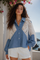 NY0076 DENIM LACE FUSION LONG SLEEVE TOP