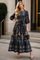 N2637 PLEATED SYMMETRICAL FLORAL CRINKLE DRESS