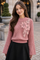 ZL402 SEQUIN FLOWER APPLIQUÉ SWEATER (PNK, GRN)