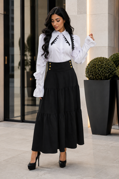 W6635 STATEMENT LACE SPEAR COLLAR TOP