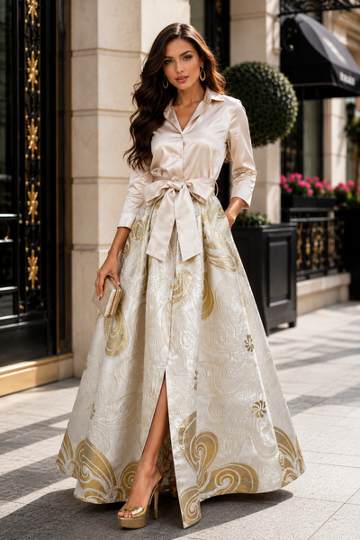 A96218 FLORAL PRINT MAXI SHIRT DRESS
