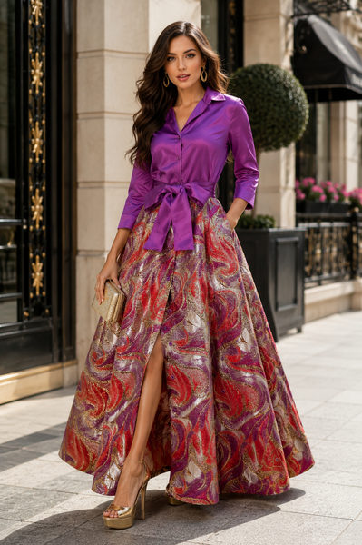 A96220 MAJESTIC BROCADE MAXI DRESS