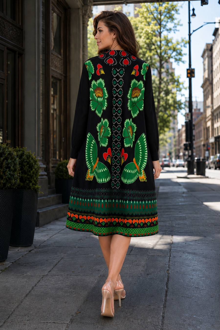 N2645  FOREST BLOOM CRINKLE MIDI DRESS