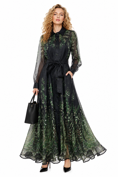 GF1758 FLORAL SHIRT MAXI DRESS