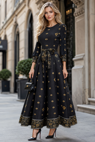 N2665 NOIR HERITAGE BOUNCY CRINKLE MAXI DRESS