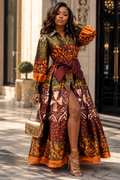 A96209 HERITAGE PRINT MIKADO MAXI DRESS