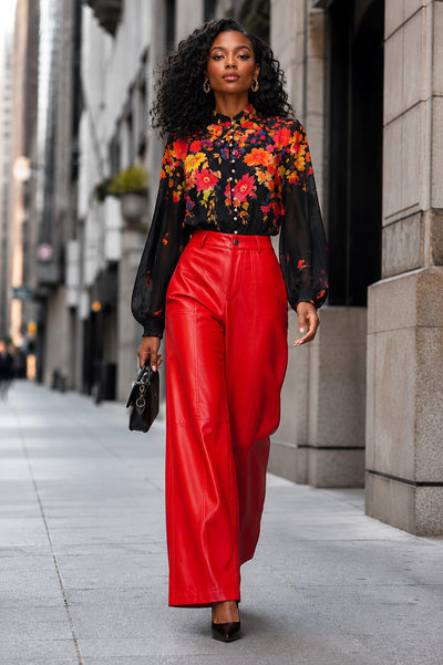 NY75062 WIDE FAUX LEATHER PANTS (BLK, RED, GRN)