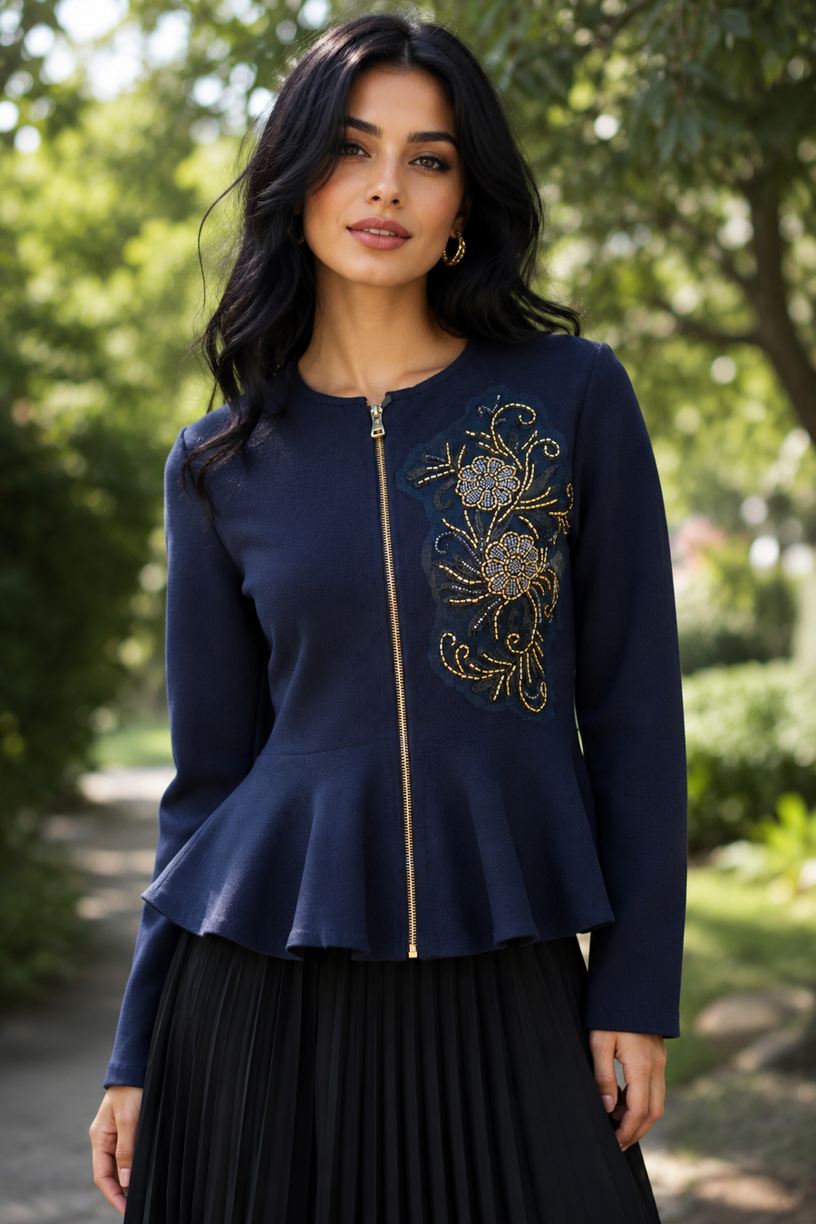 LS65028 SEQUIN FLORAL FOXY JACKET TOP