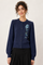 US0013 FLORAL PRINT KNOTTED SLEEVE SWEATER