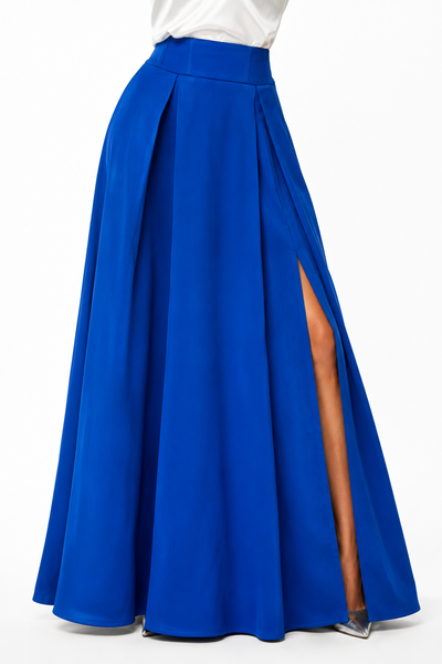 A95089 STRUCTURED PLEATED A-LINE SKIRT (WHT, BLU)