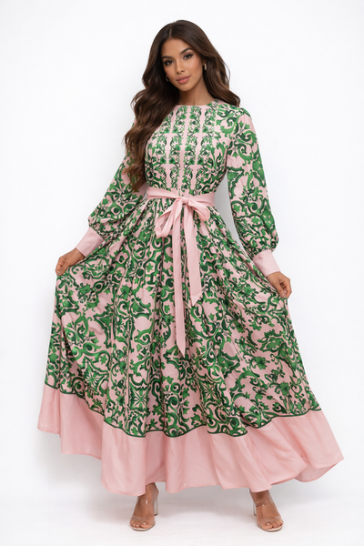GF1631 BAROQUE PRINT MAXI DRESS