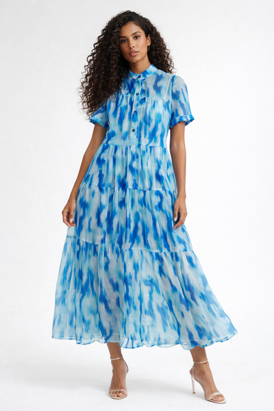 T18083 MULTI LAYERED MAXI DRESS (GRN, BLUE)