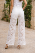 E8056 PEARL DETAIL LACE DENIM PANTS